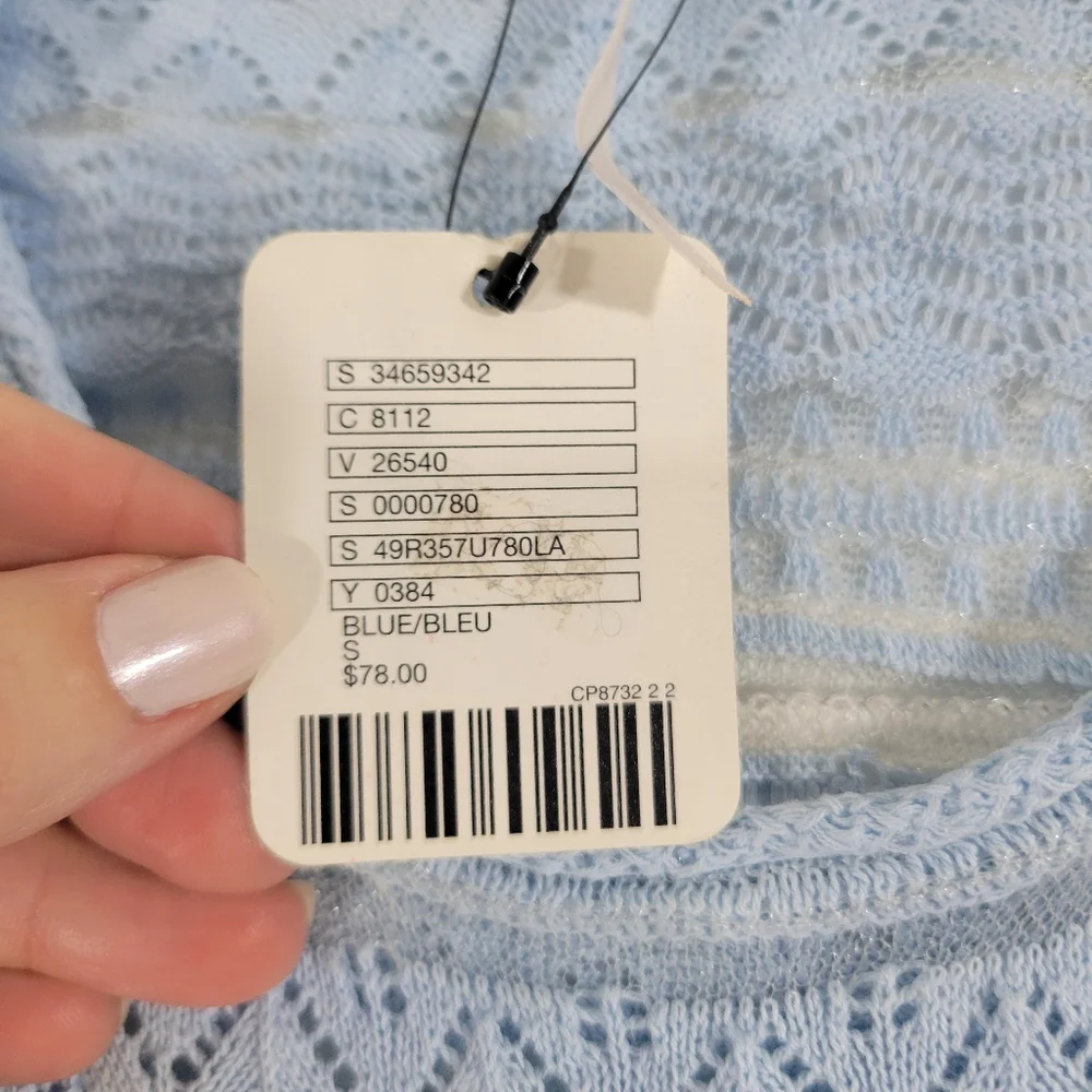 FREE PEOPLE sky blue lacy linen blend side tie shark bite cropped tank top